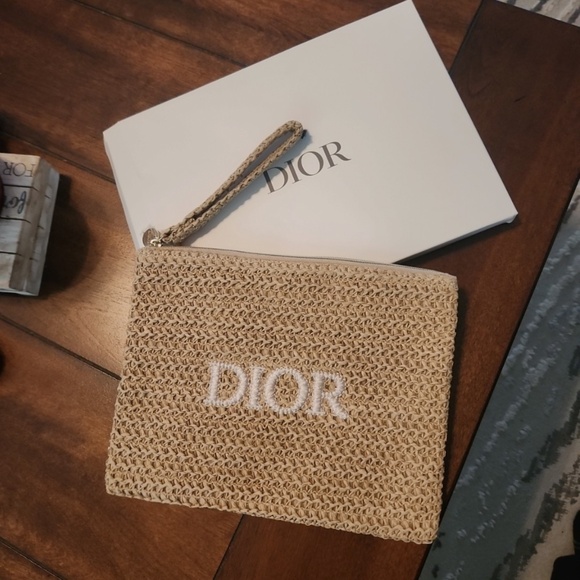 Dior Raffia Summer Clutch Make Up Pouch VIP Gift Handbag Novelty Authentic NEW - Picture 6 of 8